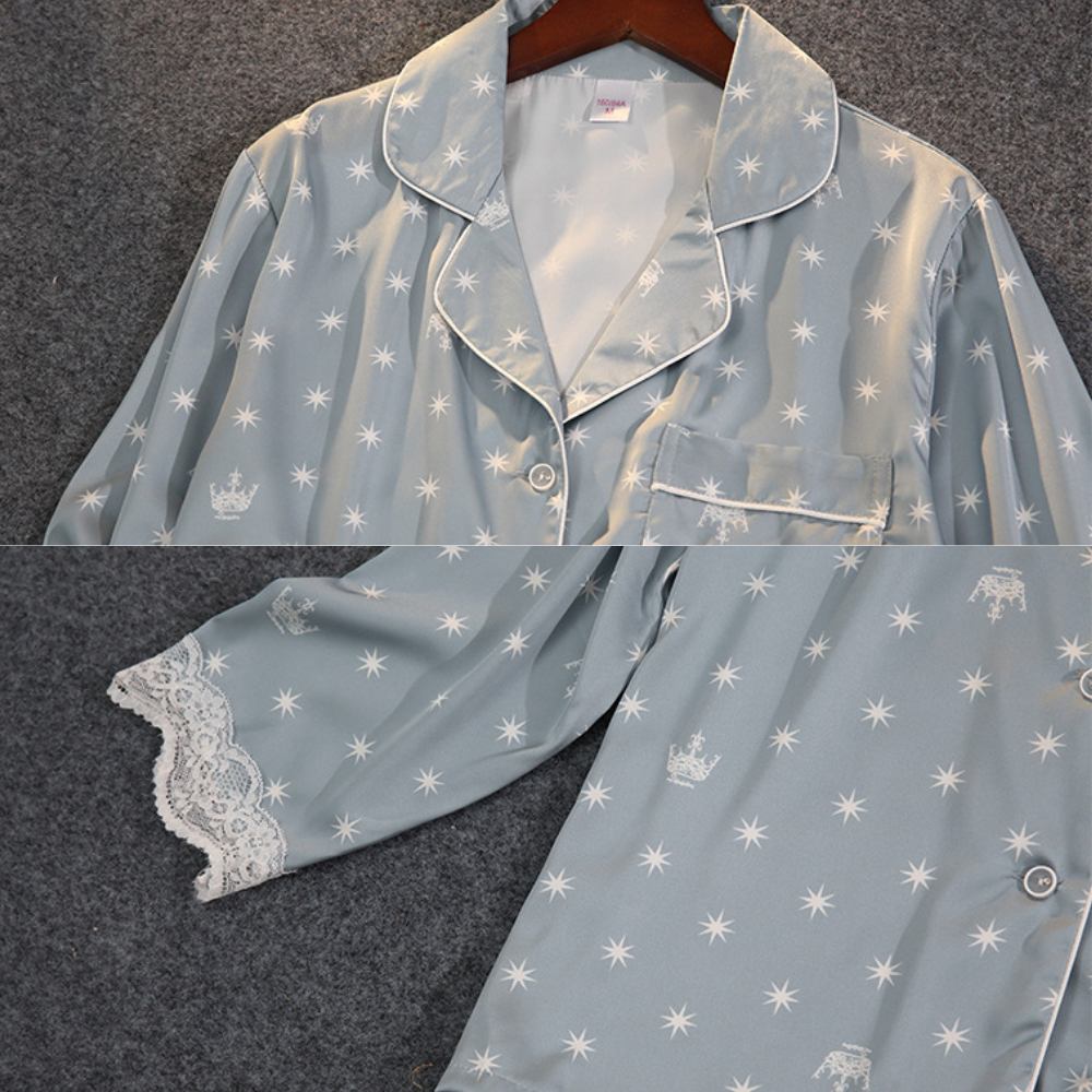 Pijama Feminino Americano Longo Celeste