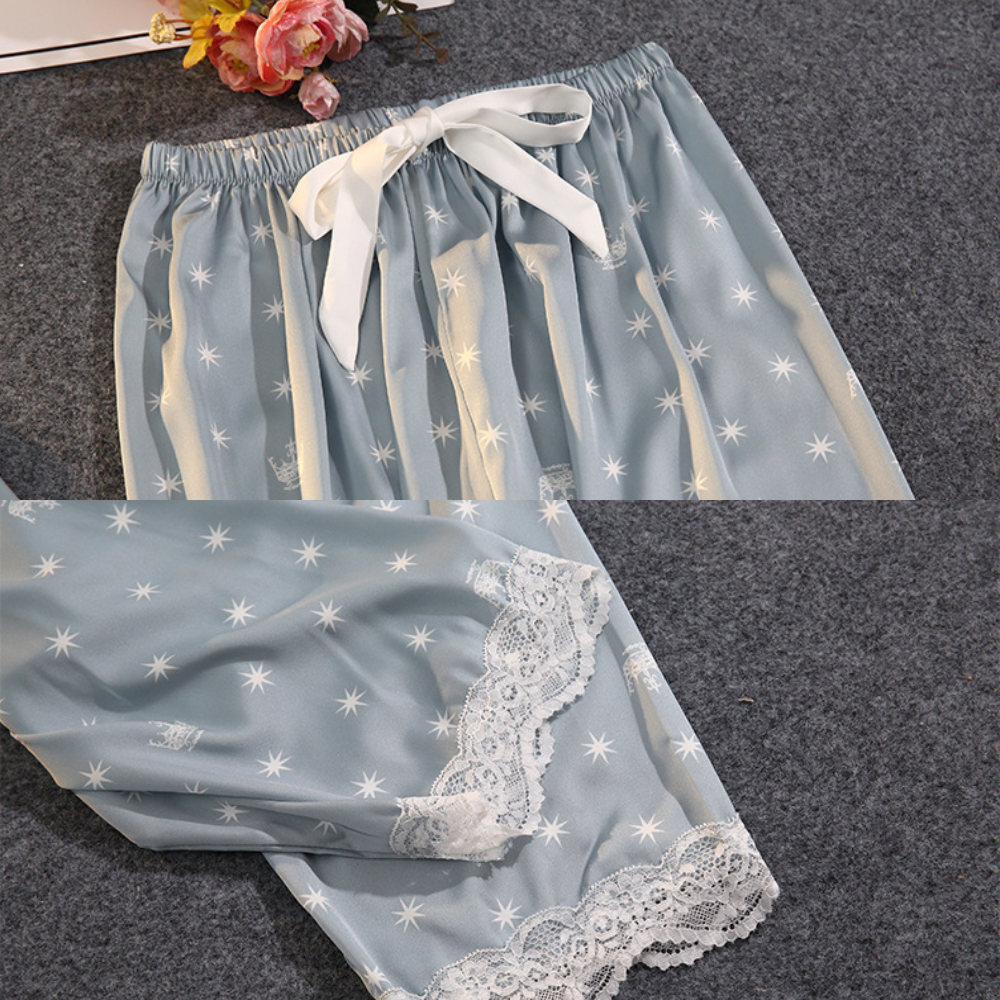 Pijama Feminino Americano Longo Celeste