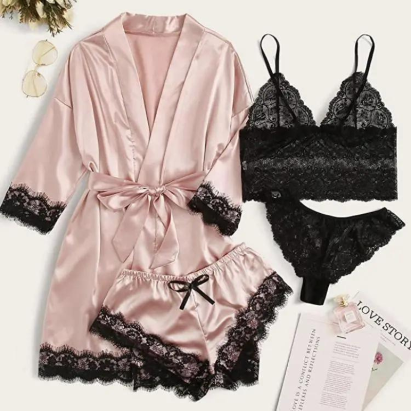 Pijama Artemis Feminino 4 Peças Cetim