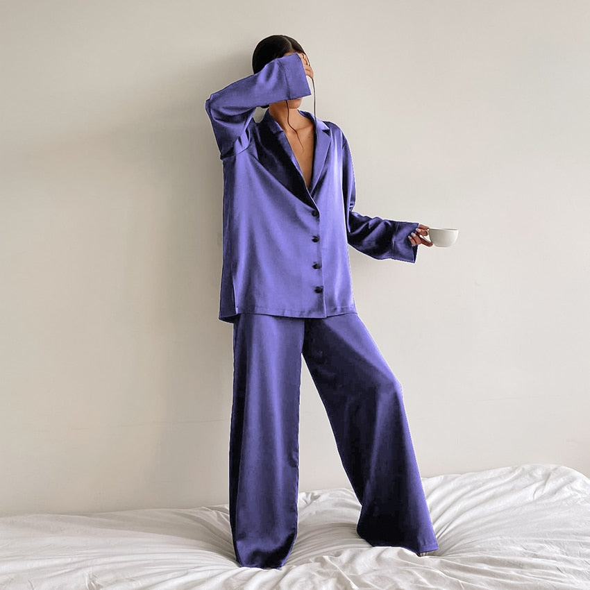 Pijama Feminino de Cetim Longo Chicago