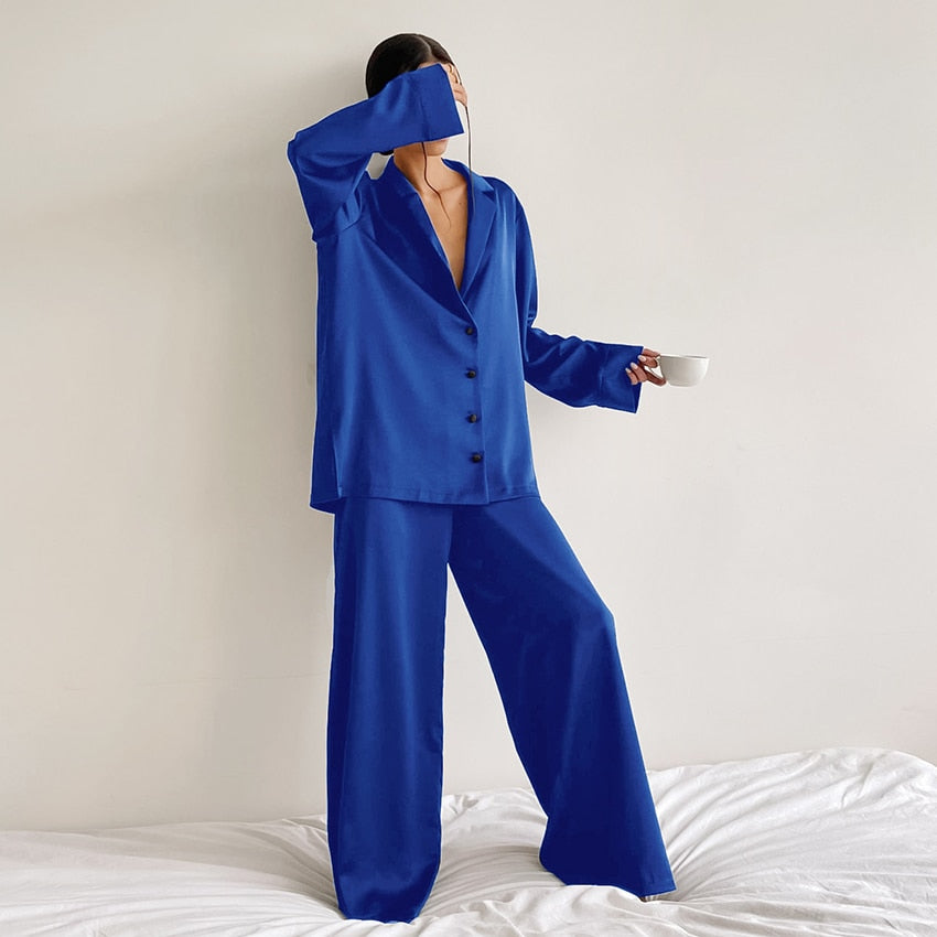 Pijama Feminino de Cetim Longo Chicago