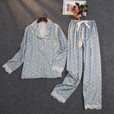 Pijama Feminino Americano Longo Celeste