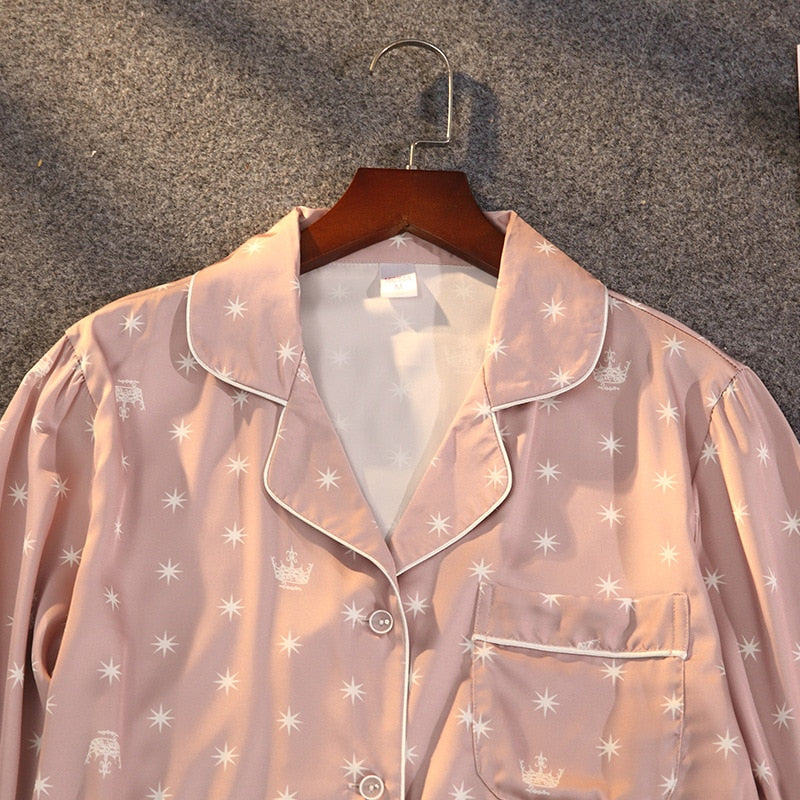 Pijama Feminino Americano Longo Celeste