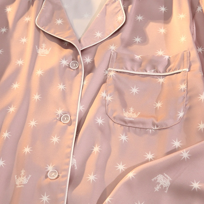 Pijama Feminino Americano Longo Celeste
