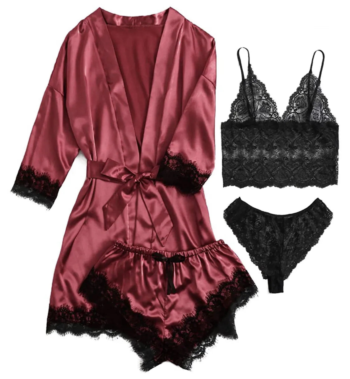 Pijama Artemis Feminino 4 Peças Cetim