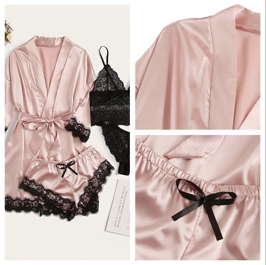 Pijama Artemis Feminino 4 Peças Cetim