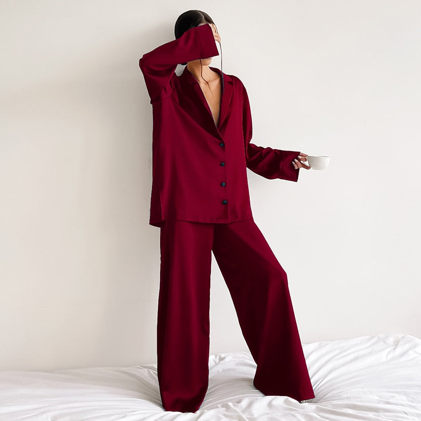 Pijama Feminino de Cetim Longo Chicago