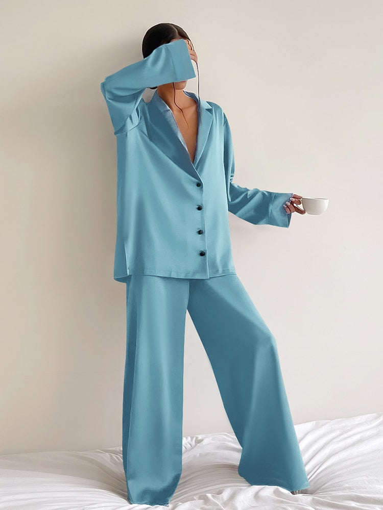 Pijama Feminino de Cetim Longo Chicago