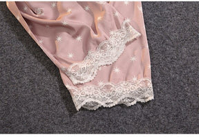 Pijama Feminino Americano Longo Celeste