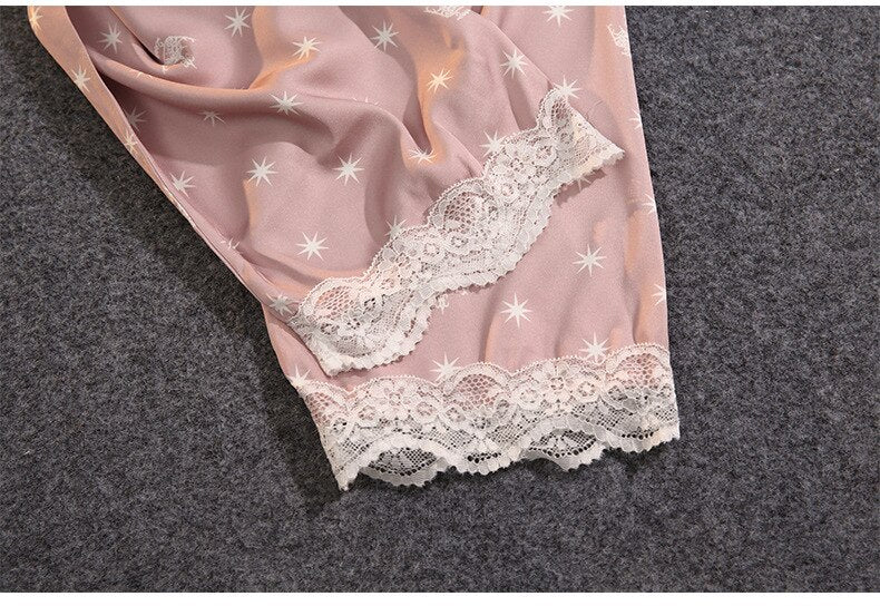 Pijama Feminino Americano Longo Celeste
