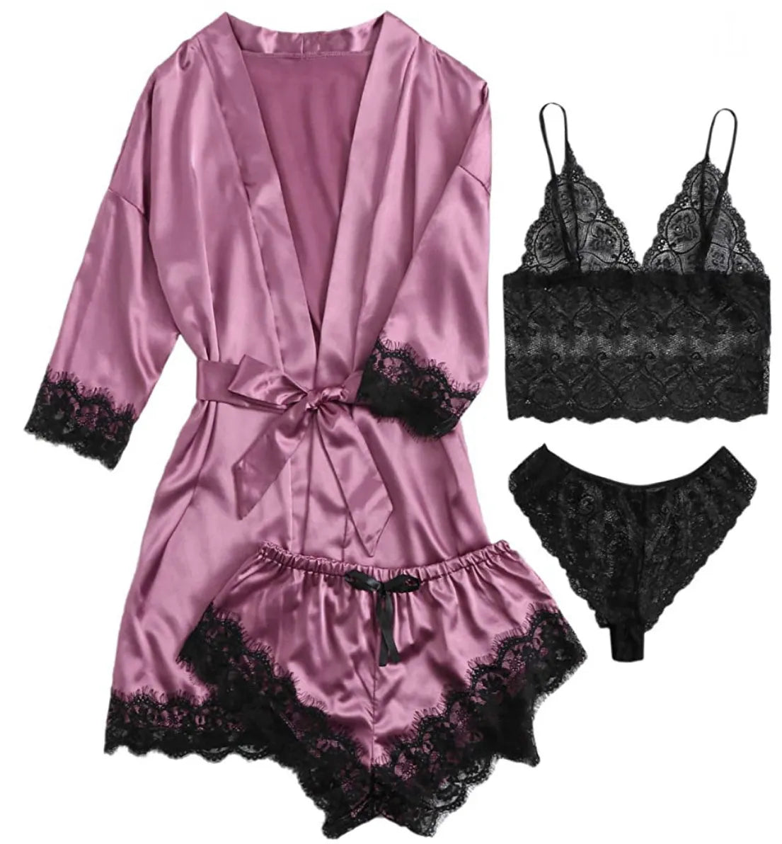 Pijama Artemis Feminino 4 Peças Cetim
